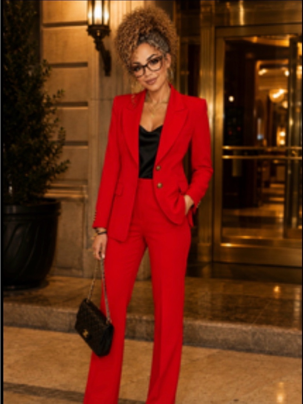 Express Red Women's Tailored Suit Pants & Blazer Set